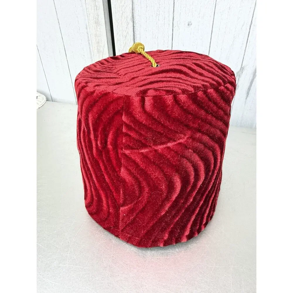 Vintage Fez-O-Rama Velvet Red Quilted With Gold Tassel Size XXL Made USA
